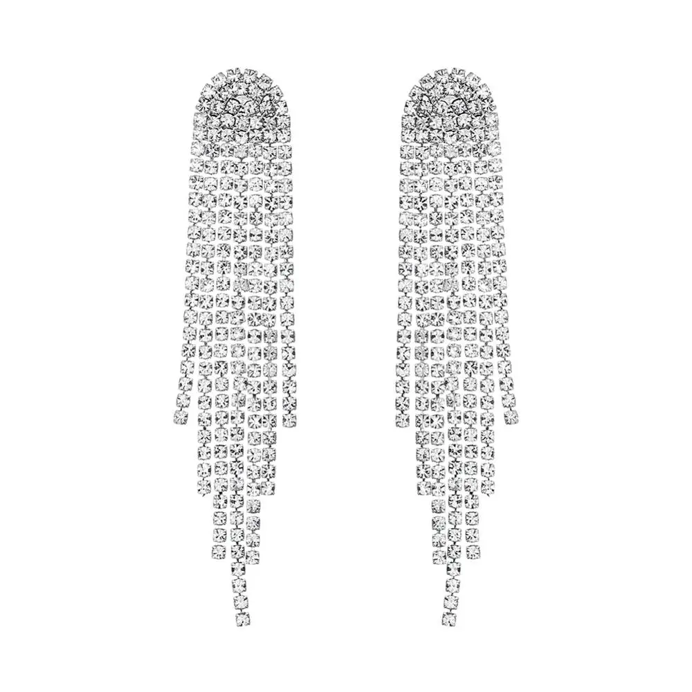 De lujo de plata de cristal de zirconia Boda nupcial pendientes de la joyería para novias