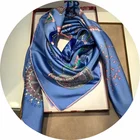 OEM printing pure silk fabric scarf square scarves ready goods hand roll-hemmed