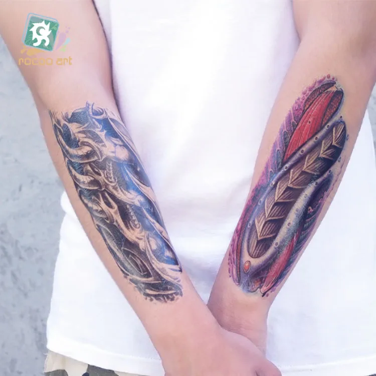 3D ใหม่ Cool Man ครึ่งแขนชั่วคราว Totem Tattoo สติกเกอร์ Body Art Tattoo Tribal แขน Designs