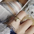 18K gold plated heart shape M letter rings