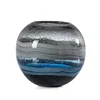 High Quality Blue Bubble Swirl Sphere Art Glass Vase for Flower Decorative