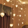 48 LED Icicle curtain light string love heart 1.5M X 0.5M USB power 8 modes wedding party home garden bedroom outdoor indoor