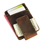 Hot Sale Vintage Cowhide Minimalist Wallet RFID Slim Credit Card Holder Magnetic Leather Money Clip For Men