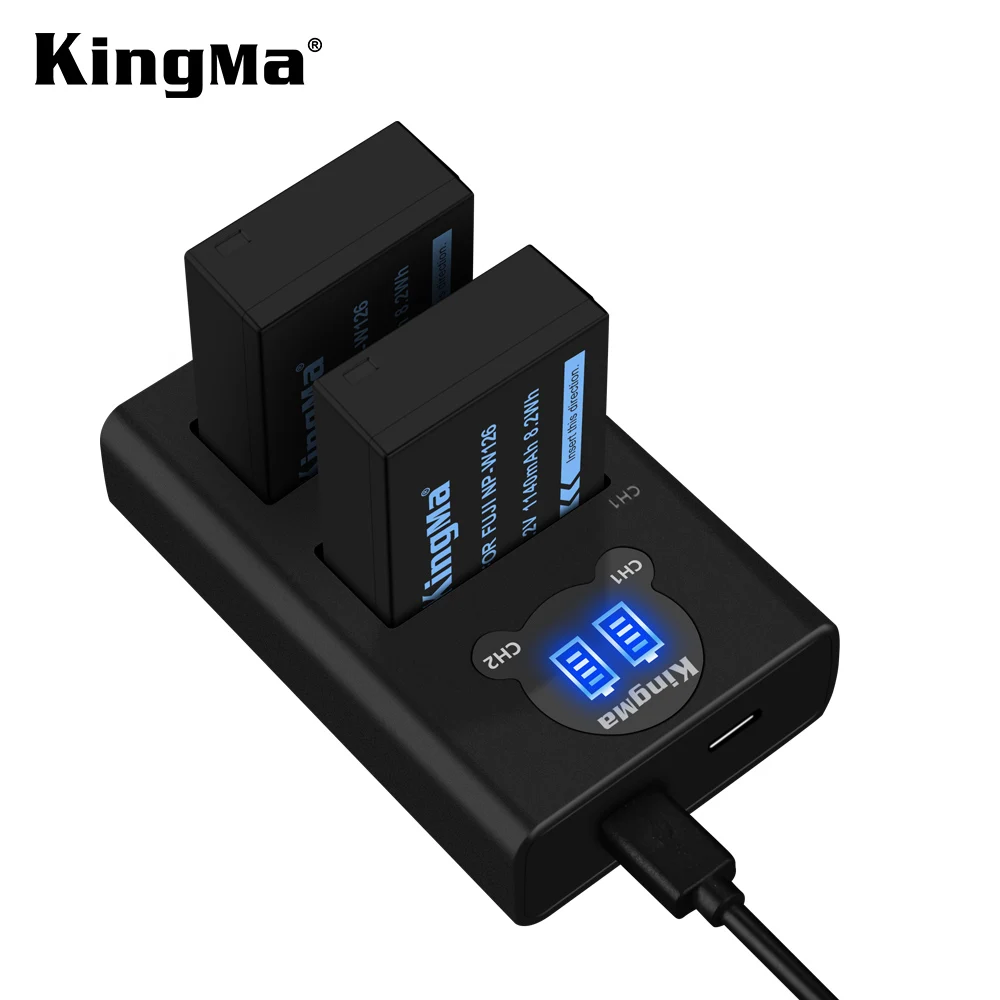 KingMa LCD dual ladeger&auml;t und batterie kit BM048-NP-W126 serie f&uuml;r Fuji NP-W126 batterie ladeger&auml;t kit - ANKUX Tech Co., Ltd