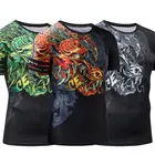 Wholesale ZRCE Chinese Dragon T-shirt Men 3d Printed quick dry t shirts bodybuilding with Arm Sleeve gym Short Sleeve Tee