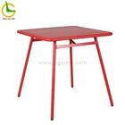 bistro restaurant red square metal frame table/ industrial iron dining table