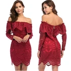 KEYIDI OEM Sexy Women Long Sleeve Off-the-shoulder Lace Mini Dress