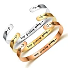 wholesale stainless steel c-shaped cuff bracelet can be customized logo keep going... in stock width 6mm bangle