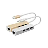 Aluminum USB 3.1 Type-C to 3-port USB 3.0 hub Gigabit Ethernet adapter RJ45 10/100 / 1000Mbps NIC cable converter