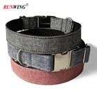 Custom Color Heavy Duty Silver Metal Buckle Denim Fabric Dog Collar