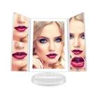 LED Fashion Cosmetic Mirror Trifold desktop foldable lighted makeup mirror for girl