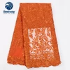 2019 China Fabric Factory OEM African Clothing French Lace Fabrics Burnt Orange FL0478