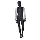 Full body white arms boutique clothes store display fiberglass matte black plastic male mannequin