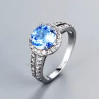 Peishang Usine 925 Sterling Silver Single Stone Finger Antique Women Wedding Wave Blue Aquamarine Ring