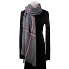 Women Fashion Handwork Long Plaid Shawl Big Grid Wool Pashmina Scarf