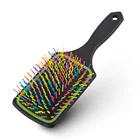 Cosmetic packaging cushion massager plastic black paddle Rainbow wave Pins hair brush