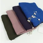 Fashion Custom Made Arab Cheap Shawl Scarf Women Hijab Plain Visscose Cotton Crinkle Hijab