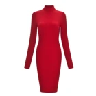 Women Long Sleeve Turtleneck Knitted Open Back Dress