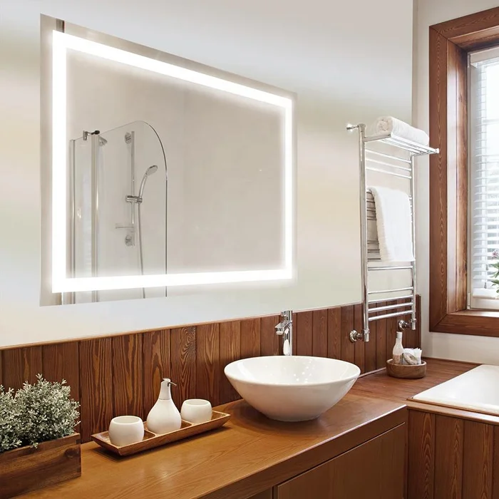 Estilo moderno tamanho personalizado banheiro do hotel salão de beleza inteligente led espelho ilusão