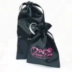 Bag Packaging Satin Black Hair Extension Bag With Drawstring For Hair Packaging