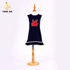 Fashion girls cotton full sleeve black fabric buttons baby dress