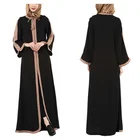 muslim abaya latest design Muslim Islamic Long Sleeve Black/Beige Color Jacket Style Abaya