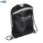 Custom print sports Waterproof Backpack nylon drawstring shoe bag with front zipper pocket