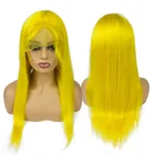 Morein Remy Raw Human Hair Yellow Color Lace Front Wigs Braided Wigs Handmade Shiny Straight Hair For Young Girls