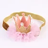 amazon hot sell baby princess glod lace crown headband with pearl