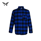 Accept custom funny yarn dyed long sleeve button blue black checker flannel shirt