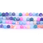 XULIN 4-10mm Natural Gemstone Rainbow Weathered Frosted Agate Round Stone Matte Loose Beads