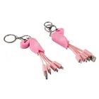 Custom flamigo 4 in 1 phone usb keychain fast charger cable for smart phone
