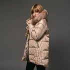 Fashion khaki female women winter fur hooded coats