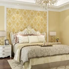 Hot Selling Nice and Cheap Damask Design Golden PVC Wallpaper 3d Home Decor