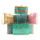 2019 Women Stripe splicing Evening Envelope Handbag Party Bridal Clutch Purse Shoulder Cross Body Bag