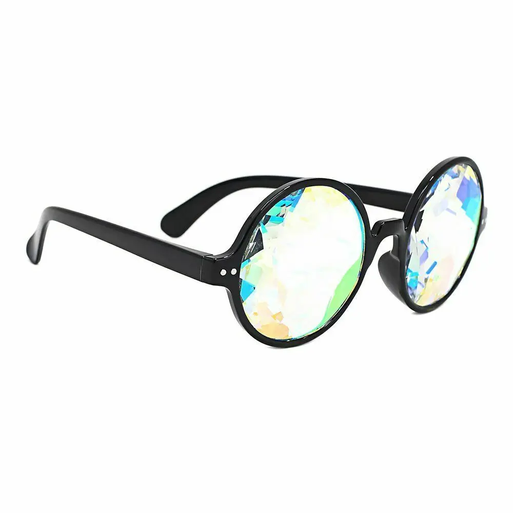 2019 Groothandel Stijlvolle Crystal Rainbow Prisma Zonnebril Caleidoscoop Bril Met Zwarte Ronde Fram CG2057