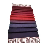 Winter top selling red solid fringed Long dye yarn Customize cashmere Scarf for ladies stylish