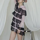 Cherry pollen stitching Black Lace Dress