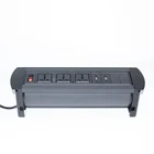 Wholesale Black manual flip up desk receptacle socket with 2 USB supply