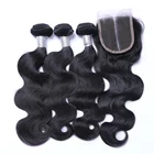 100% Real Human Hair Body Wave Virgin Brazilian Hair Bundles With Lace Closure