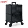 Yaeshii 2019 professional Large capacity Aluminum frame Rolling beauty Cosmetic Case Makeup tool with wheel Trolley Luggage
