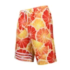 Hot sale mens casual mesh digital grapefruit print shorts beachwear with pocket