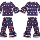 New Arrived Christmas Print Kids Spring Clothing Set Soft Set Of Baby Clothes Girls Clothing Set