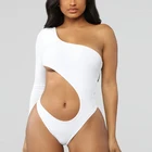 Wholesale Hot Sale Lady White Sexy One Shoulder One Sleeve Tops Bodysuits For Women Boutique Clothes