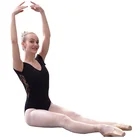 JW adult low lace back sexy ballet short sleeve dancewear adult black ballet leotard