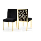 Leisure Gold Stainless Steel Dining Chair Honeycomb Backing with Velvet Chair For Home Restaurant