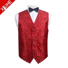 Men's new style red business Vest V-neck cross pattern western style waistcoat vests