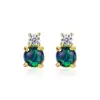 CZCITY Real Round Fire Opal Stud Earrings for Women 925 Sterling Silver Fine Jewelry Boucles D Oreille Bijoux Femme Gifts