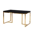 Modern luxury dining room furniture cafe restaurant gold stainless steel dining table set