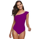 wholesale Women's Happy Ending Solid One-Piece Swimsuit Beach Swimwear Bathing Suit